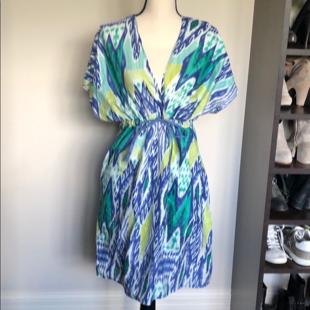 Multicolored Swim Coverup with tie front